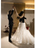 One Shoulder Black And White Elegant Wedding Dress